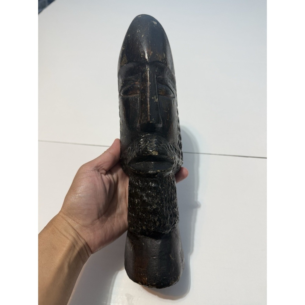 Vintage African Male Bust Wooden Sculpture Tribal Folk Art Decor